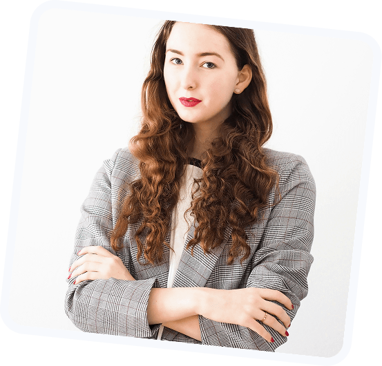 Professional woman in plaid blazer